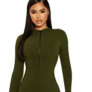 Naked wardrobe snatched zip down long sleeve